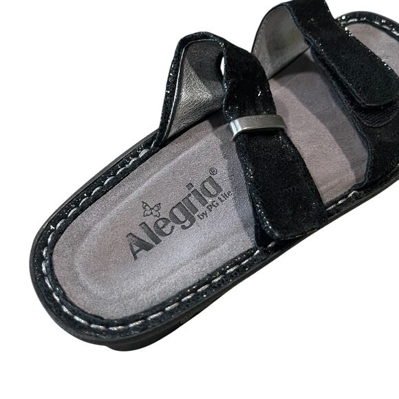 Alegria Karmen Leather Slide On Sandals in Metallic Black Size 37 US 7-7.5 - Picture 13 of 13